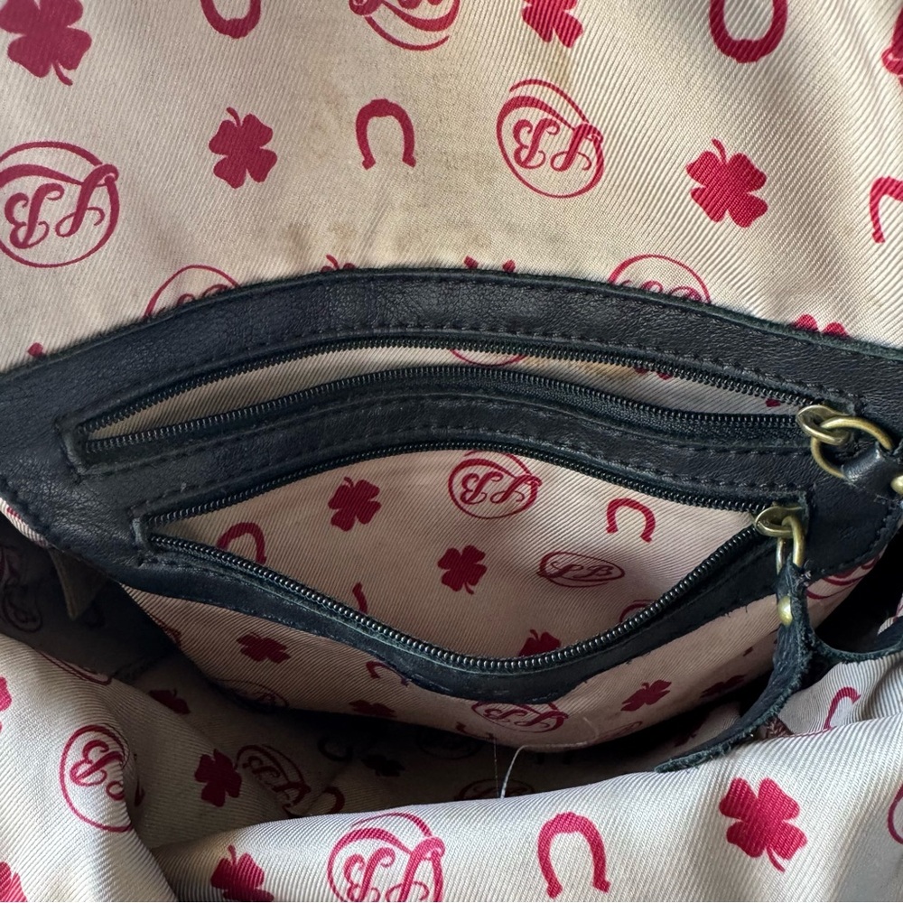 Lucky Brand 100% Black Leather Tote / Crossbody with studs - Picture 9 of 16